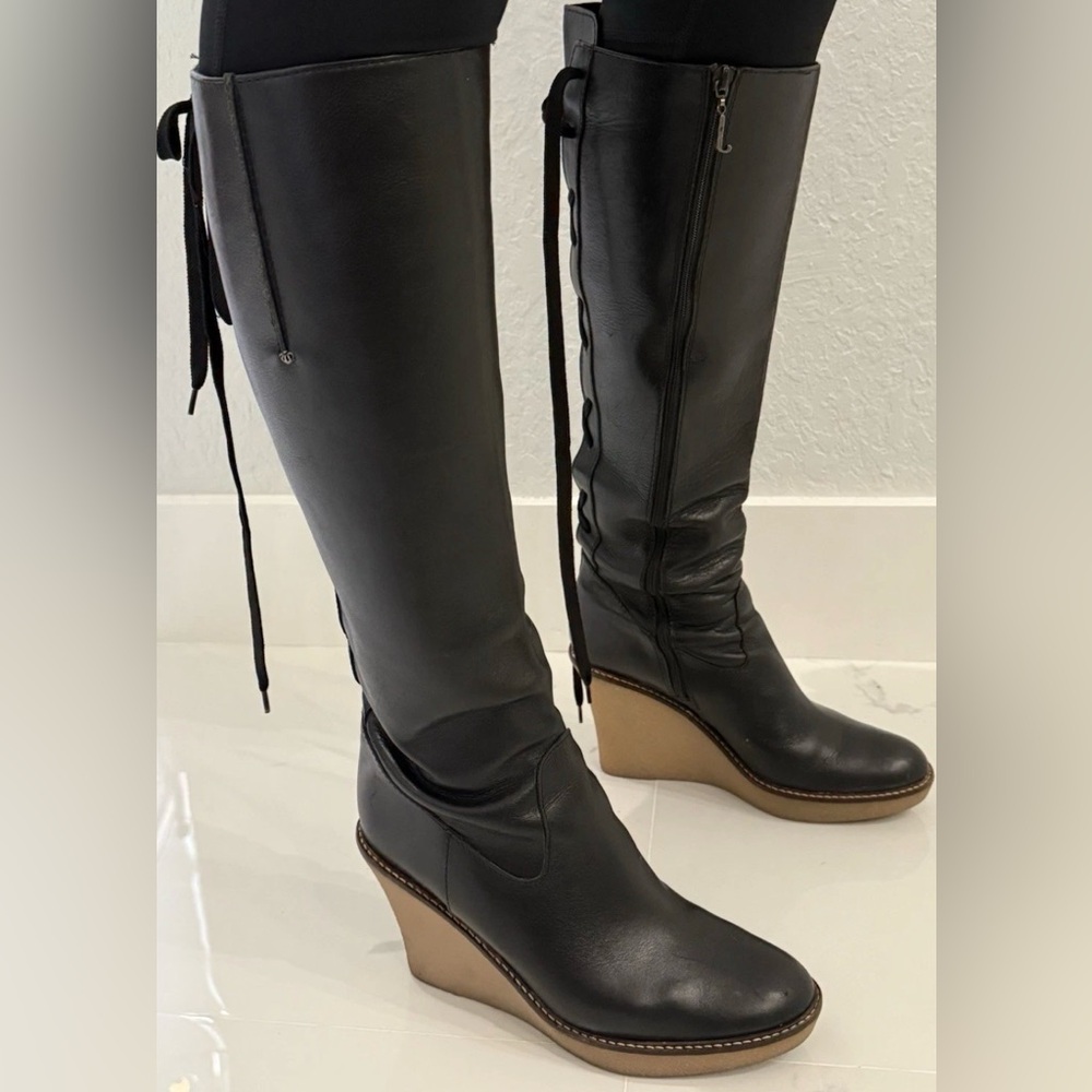Juicy Couture Black Knee-High Wedge Boots